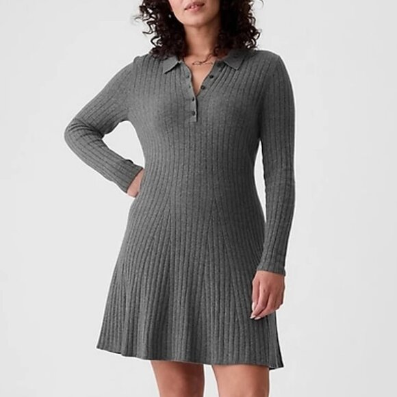GAP CashSoft Charcoal Grey Polo Mini Sweater Dress/NWT/XL - Picture 5 of 13